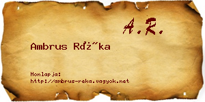 Ambrus Réka névjegykártya